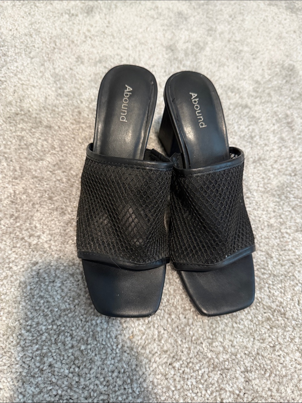 Abound Black Mesh Slide Mules with Block Heel